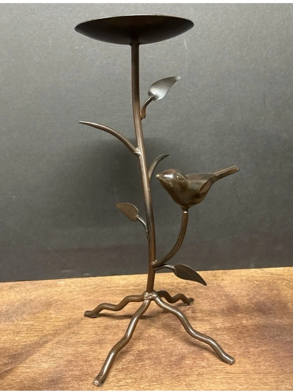 Pier One Brown Metal Bird And Branch Candle Holder